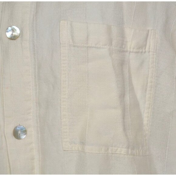 Chico's Ivory Button Up Long Sleeve Blouse Top Size 1 US M Silk Linen Classic - Picture 3 of 8